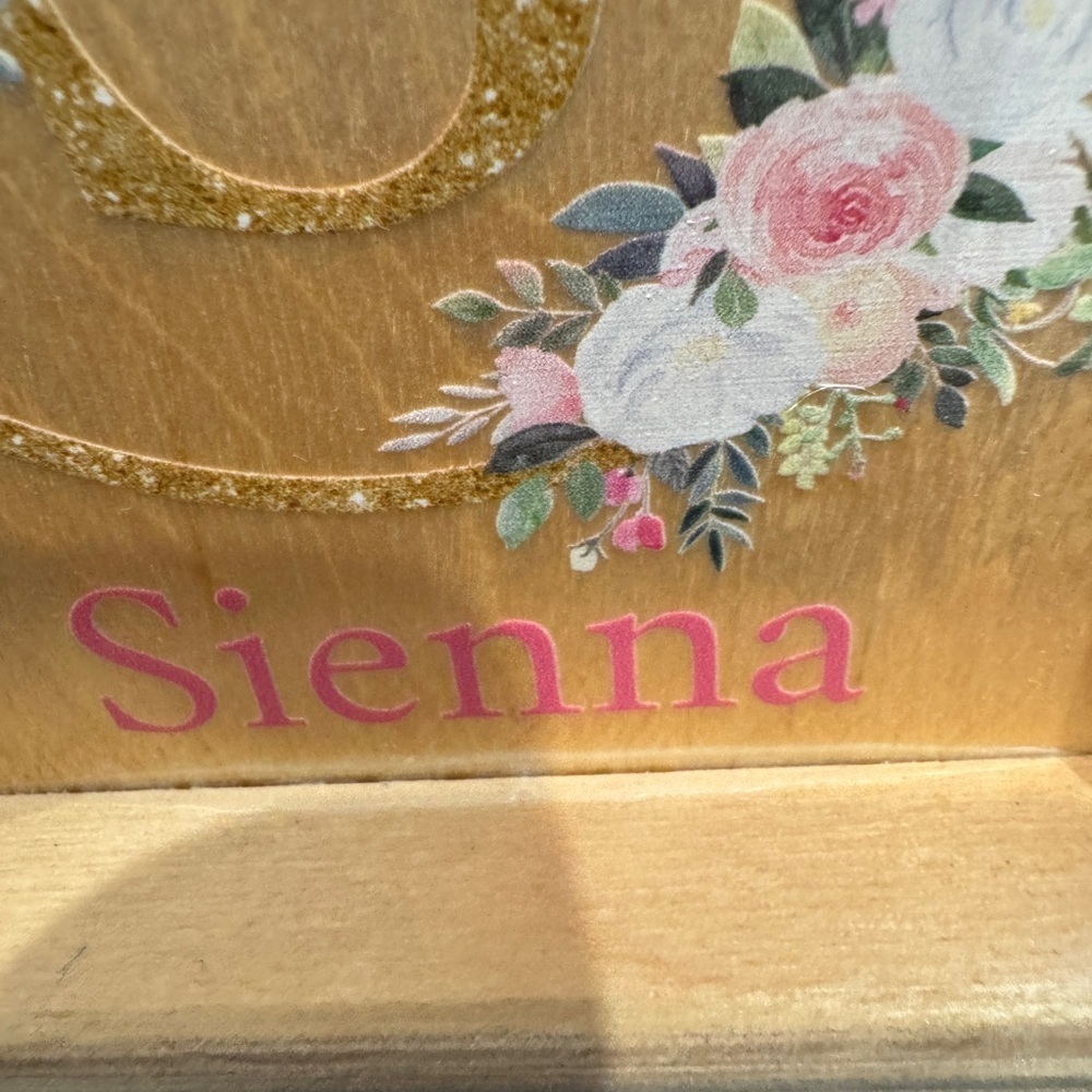 Sienna Floral Solid Wood Square Piggy Bank - Picture 10 of 10
